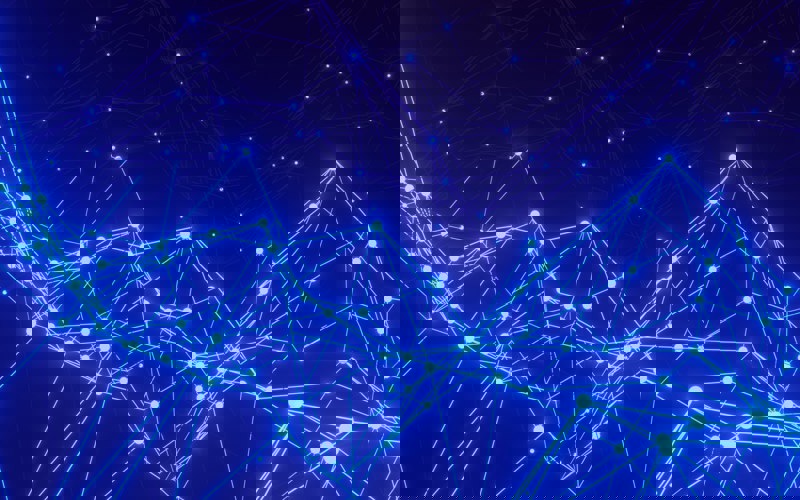 Abstract blue dots connected by blue lines