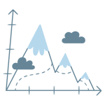 Illustration of a line graph made to look like mountains.